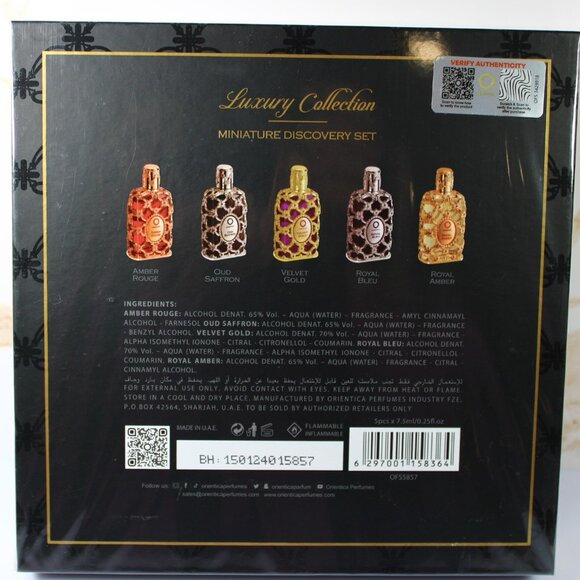 Orientica Luxury Collection Miniature Discovery Gift Set 5x7ml EDP Unisex Scents - Picture 4 of 4